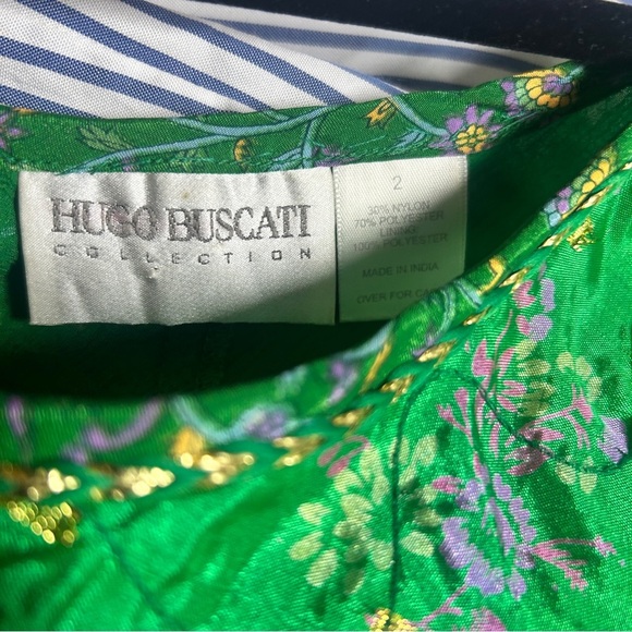 Y2K Vintage green floral maxi dress by Hugo Buscatti size 2 XS/S lined flowy - Picture 7 of 8